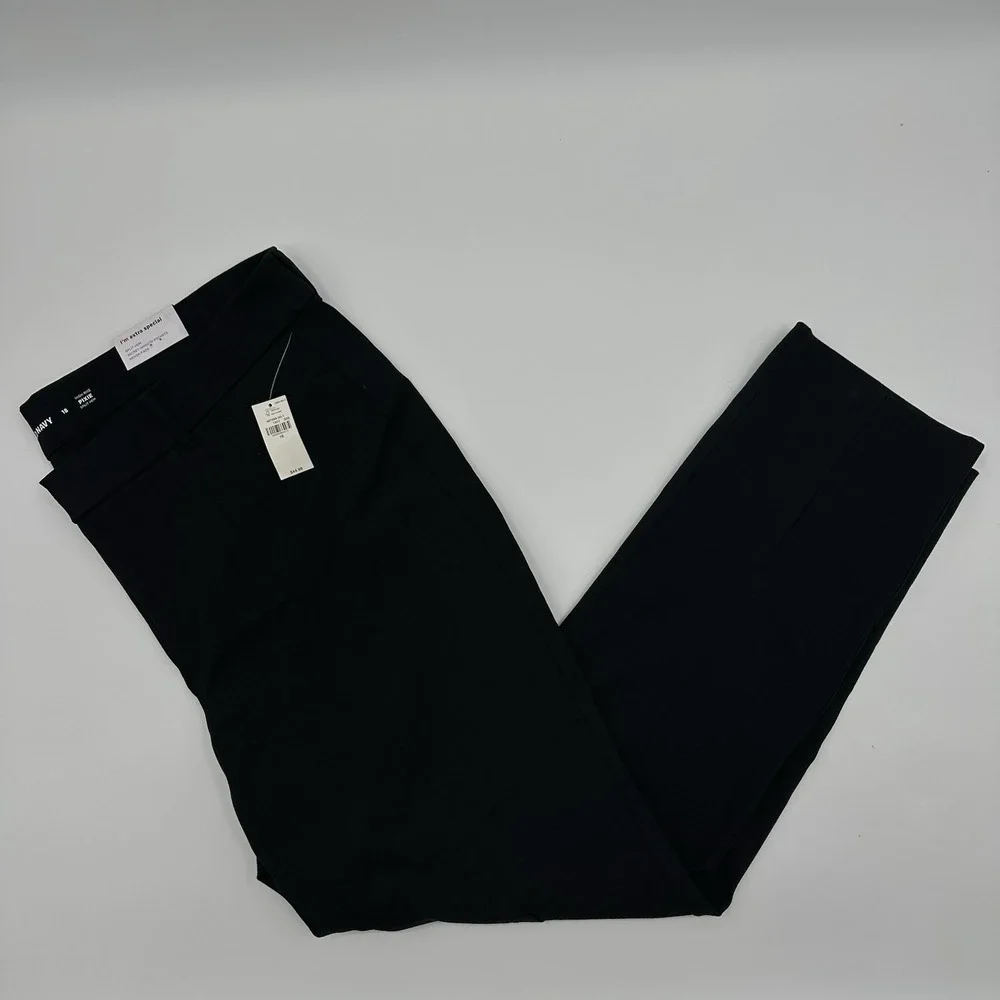 Old Navy High Rise Pixie Split Hem Full Length Pants Womens 18 Black Stretch NWT